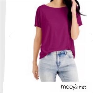 INC Magenta Dolman Short Sleeve Top